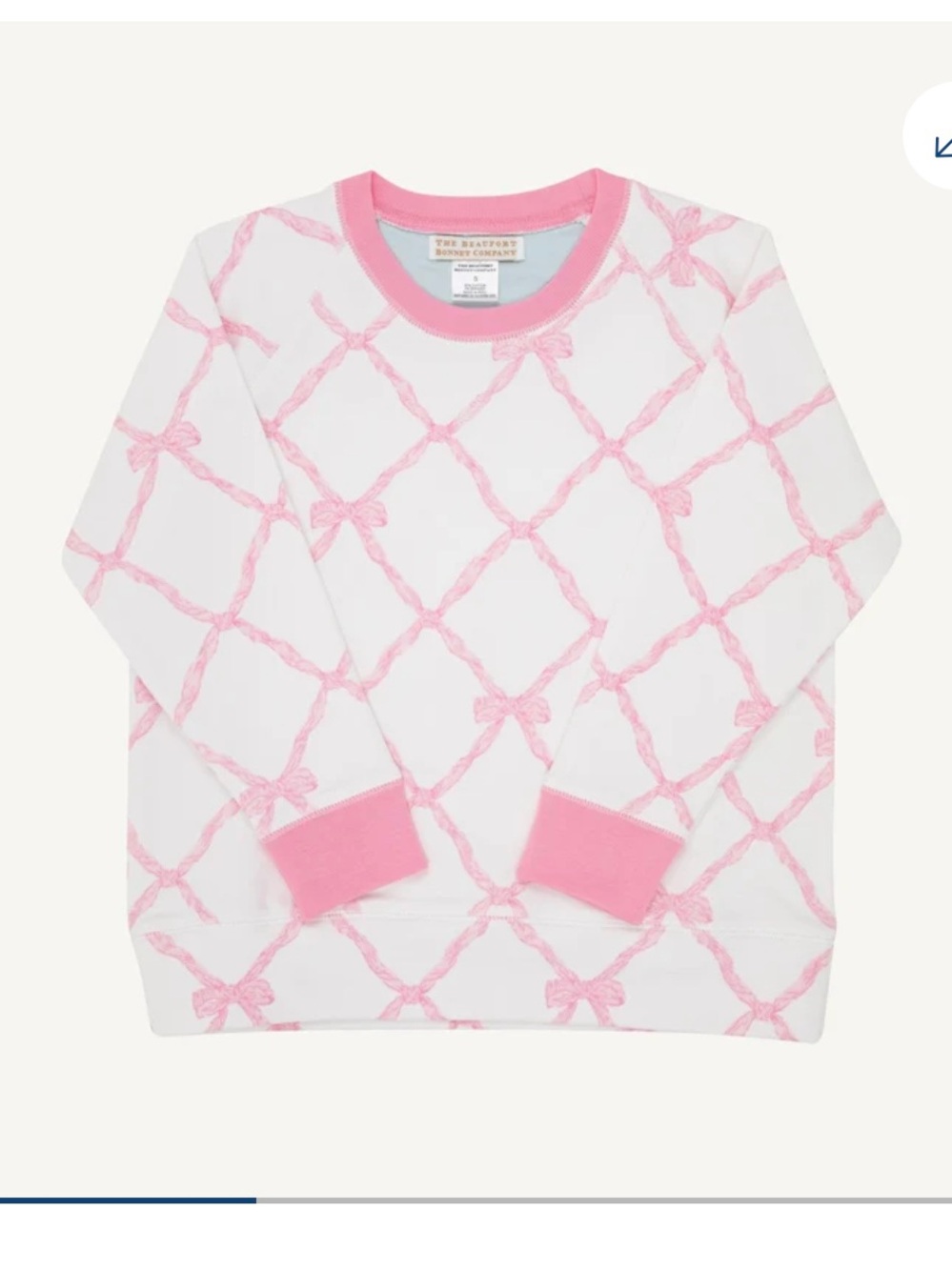 NWT The Beaufort Bonnet Company Cassidy Comfy Crewneck Girls 4T Pink & White